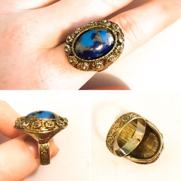 Gold Vintage Fashion Ring - adjustable - Picture 1 of 2